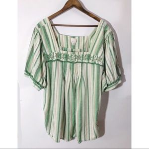 ✨HP✨ Venezia Stripe Floral Cross Stitch Blouse Top 26 28